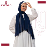Chiffon Plain Scarf - Dark Navy